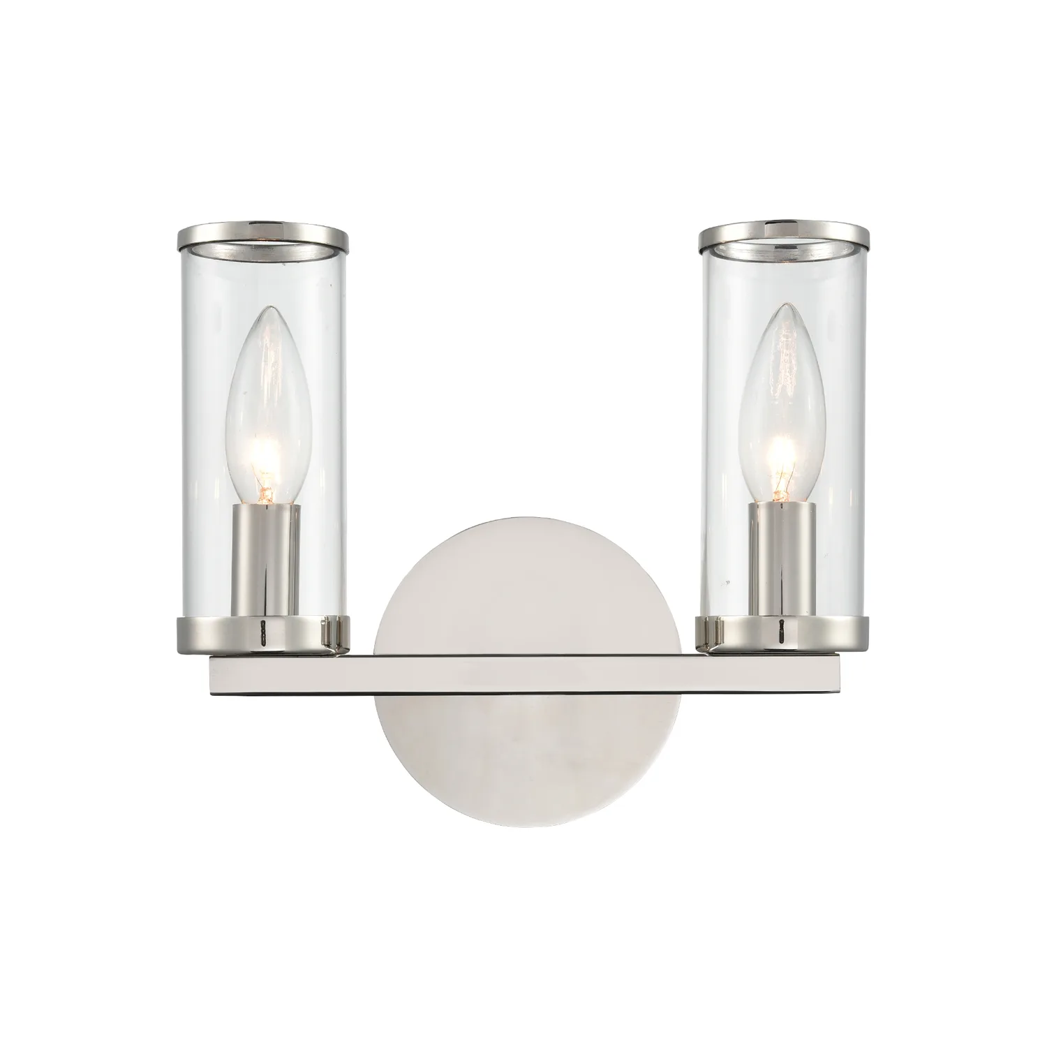 Revolve Two Light Bathroom Fixture in Clear Glass/Polished Nickel