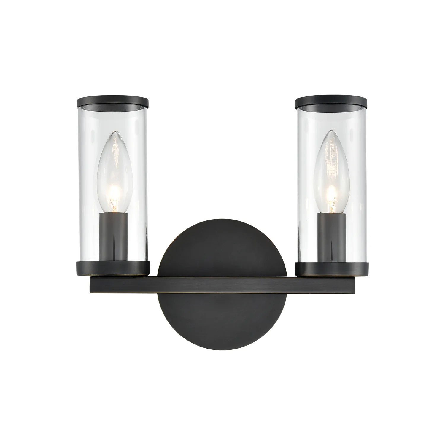 Revolve Two Light Bathroom Fixture in Clear Glass/Urban Bronze