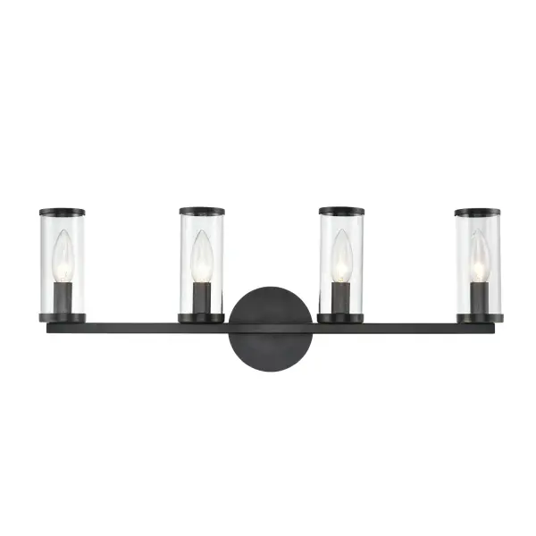 Evoking the elegance of antique candle-holders, Revolve has clear glass tubes accented with metal rings, gathered around a striking chandelier body. Available in multiple finishes, also available as a series of coordinating vanity and wall sconces. Collection: Revolve Sub-Brand: ALORA Finish: Clear Glass/Urban Bronze Glass: Clear Glass Width: 25.00" Height: 8.63" Weight: 4.70 lb Extension from Wall: 4.25" Canopy: D4.75" x E0.875" Number of Bulbs: 4 Maximum Wattage: 60.00 W Bulb Type: Candelabra Bulb Base: E12 Candelabra Light Source: Incandescent Voltage: 120.00 V Material: Steel + Glass Country of Origin: China Safety Listing: UL Safety Rating: Damp Manufacturer Warranty: 1 Year Spec Sheet Instructions