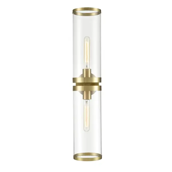 Revolve II inherits the classic and elegant details of our Revolve collection paired with a modern adaptation. Dramatic oversized clear glass shades gather against an impressive fixture body, resulting in a truly note-worthy design. Offered in multiple stunning finishes. Collection: Revolve II Sub-Brand: ALORA Finish: Clear Glass/Natural Brass Glass: Clear Glass Width: 5.63" Height: 28.63" Weight: 8.70 lb Extension from Wall: 7.13" Canopy: D4.75" x E0.875" Number of Bulbs: 2 Maximum Wattage: 60.00 W Bulb Type: T Bulb Base: E26 Light Source: Incandescent Voltage: 120.00 V Material: Steel + Glass Country of Origin: China Safety Listing: UL Safety Rating: Damp Manufacturer Warranty: 1 Year Spec Sheet Instructions