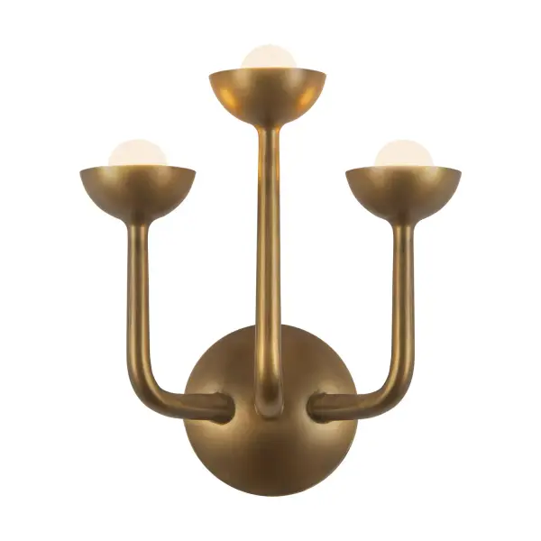 The Spade wall sconces bring the timeless elegance of antique iron lighting into modern interiors. Their bold arched silhouette, paired with luxury brass, urban bronze, and plaster style finishes, evokes vintage charm while seamlessly blending into organic modern, classic cottage, and transitional spaces. With integrated LED, these versatile wall lights offer warm, energy-efficient illumination—perfect for hallways, bathrooms, and bedside lighting. Collection: Spade Designer: Elisa Carlucci Finish: Vintage Brass Glass: Frosted Glass Width: 10.88" Height: 11.63" Weight: 3.62 lb Extension from Wall: 5.63" Canopy: W4.75" x E1.625" Maximum Wattage: 14.00 W Light Source: LED Light Output: 980.00 lm Delivered Lumens: 505.00 lm Color Temperature: 2700 K CRI: 90 Rated Average Life: 50,000 Voltage: 120.00 V Material: Steel + Glass Country of Origin: China Safety Listing: ETL Safety Rating: Damp Title 24 LED Spec Sheet Instructions