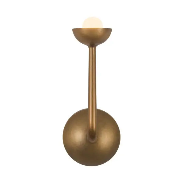 The Spade wall sconces bring the timeless elegance of antique iron lighting into modern interiors. Their bold arched silhouette, paired with luxury brass, urban bronze, and plaster style finishes, evokes vintage charm while seamlessly blending into organic modern, classic cottage, and transitional spaces. With integrated LED, these versatile wall lights offer warm, energy-efficient illumination—perfect for hallways, bathrooms, and bedside lighting. Collection: Spade Designer: Elisa Carlucci Finish: Vintage Brass Glass: Frosted Glass Width: 4.75" Height: 11.63" Weight: 1.98 lb Extension from Wall: 5.63" Canopy: W4.75" x E1.625" Maximum Wattage: 6.00 W Light Source: LED Light Output: 450.00 lm Delivered Lumens: 230.00 lm Color Temperature: 2700 K CRI: 90 Rated Average Life: 50,000 Voltage: 120.00 V Material: Steel + Glass Country of Origin: China Safety Listing: ETL Safety Rating: Damp Title 24 LED Spec Sheet Instructions