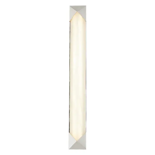 Embracing the bold geometry of crystalline forms, the Caesar collection is truly jewelry for a space. Diamond like shades crafted in alabaster gracefully adorn a geometric metal base. This collection is bound to make a classic statement anywhere it goes. Available in two stunning configurations for endless design possibilities. Alabaster boasts distinct variations in both its veining and tone, a unique characteristic of a timeless natural material. No two pieces will look the exact same. Collection: Caesar Designer: Alan Pepin Sub-Brand: ALORA Finish: Polished Nickel/Alabaster Glass: Alabaster Shade Width: 3.00" Height: 25.00" Extension from Wall: 2.38" Maximum Wattage: 31.00 W Bulb Type: Module Bulb Base: AC Light Source: LED Light Output: 2400.00 lm Delivered Lumens: 1717.00 lm Color Temperature: 3000 K CRI: 90 Rated Average Life: 50,000 Voltage: 120.00 V Material: Steel + Alabaster Country of Origin: China Safety Listing: ETL Safety Rating: Damp ADA Title 24 LED Manufacturer Warranty: 5 Years Spec Sheet Instructions