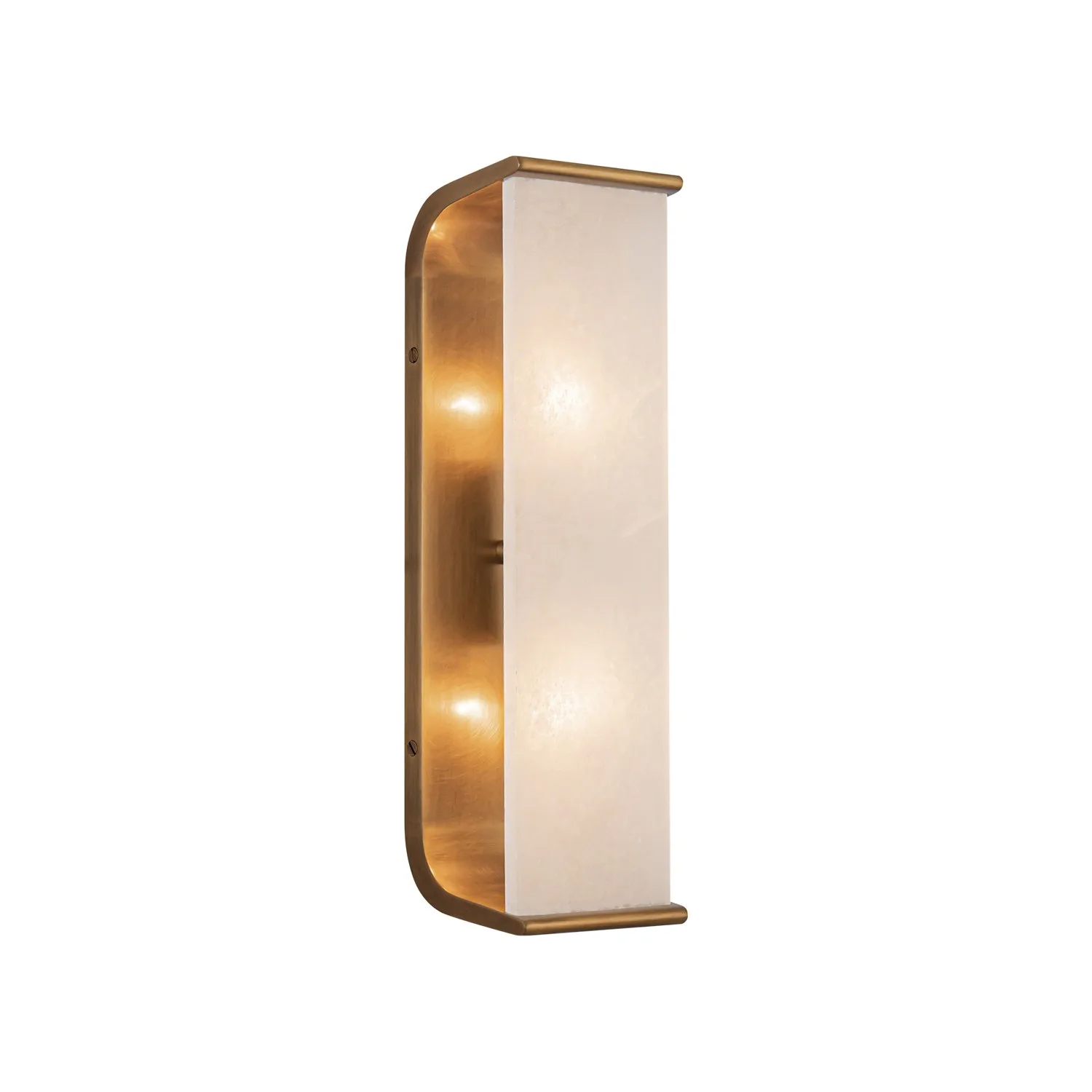 Abbott Two Light Vanity in Vintage Brass/Alabaster