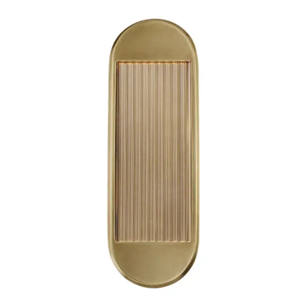 The Palais collection is inspired by elements of 1920's architecture and décor for the modern space. With a naturally curved solid brass frame and luxe ribbed acrylic elements, this collection brings elegance to any space. Available in three uniquely designed configurations to fit a multitude of design styles. Collection: Palais Designer: Alan Pepin Sub-Brand: ALORA Finish: Vintage Brass Glass: Frosted Ribbed Acrylic Width: 5.63" Height: 16.63" Extension from Wall: 1.50" Maximum Wattage: 17.00 W Bulb Type: Module Bulb Base: AC Light Source: LED Light Output: 1360.00 lm Delivered Lumens: 169.00 lm Color Temperature: 3000 K CRI: 90 Rated Average Life: 50,000 Voltage: 120.00 V Material: Steel + Acrylic Country of Origin: China Safety Listing: ETL Safety Rating: Damp ADA Title 24 LED Manufacturer Warranty: 5 Years Spec Sheet Instructions