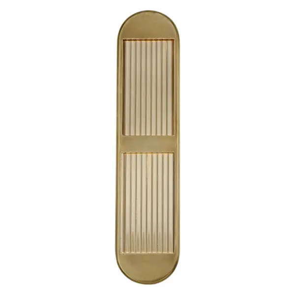 The Palais collection is inspired by elements of 1920's architecture and décor for the modern space. With a naturally curved solid brass frame and luxe ribbed acrylic elements, this collection brings elegance to any space. Available in three uniquely designed configurations to fit a multitude of design styles. Collection: Palais Designer: Alan Pepin Sub-Brand: ALORA Finish: Vintage Brass Glass: Frosted Ribbed Acrylic Width: 5.63" Height: 24.13" Extension from Wall: 1.50" Maximum Wattage: 26.00 W Bulb Type: Module Bulb Base: AC Light Source: LED Light Output: 2080.00 lm Delivered Lumens: 343.00 lm Color Temperature: 3000 K CRI: 90 Rated Average Life: 50,000 Voltage: 120.00 V Material: Steel + Acrylic Country of Origin: China Safety Listing: ETL Safety Rating: Damp ADA Title 24 LED Manufacturer Warranty: 5 Years Spec Sheet Instructions