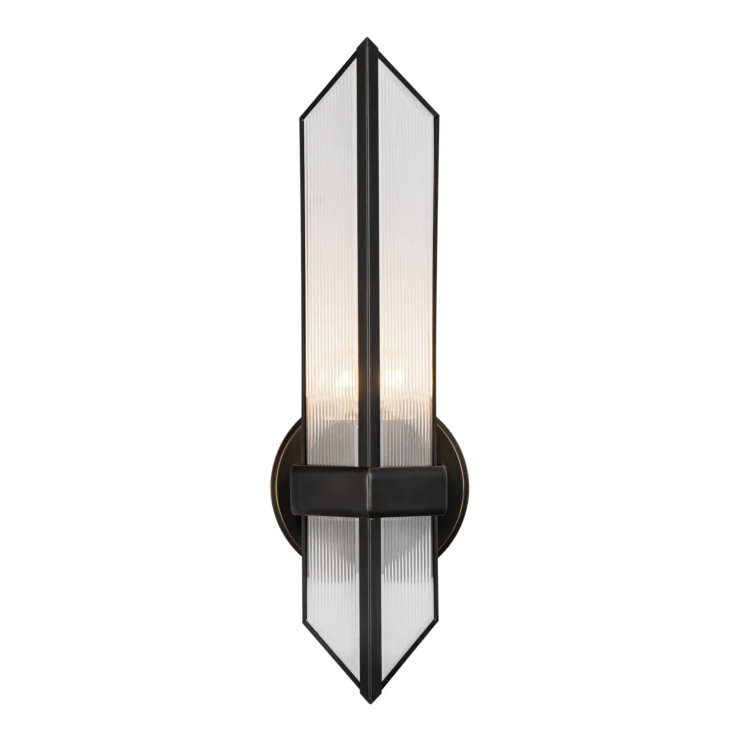 Cairo One Light Wall Sconce in Urban Bronze/Ribbed Glass