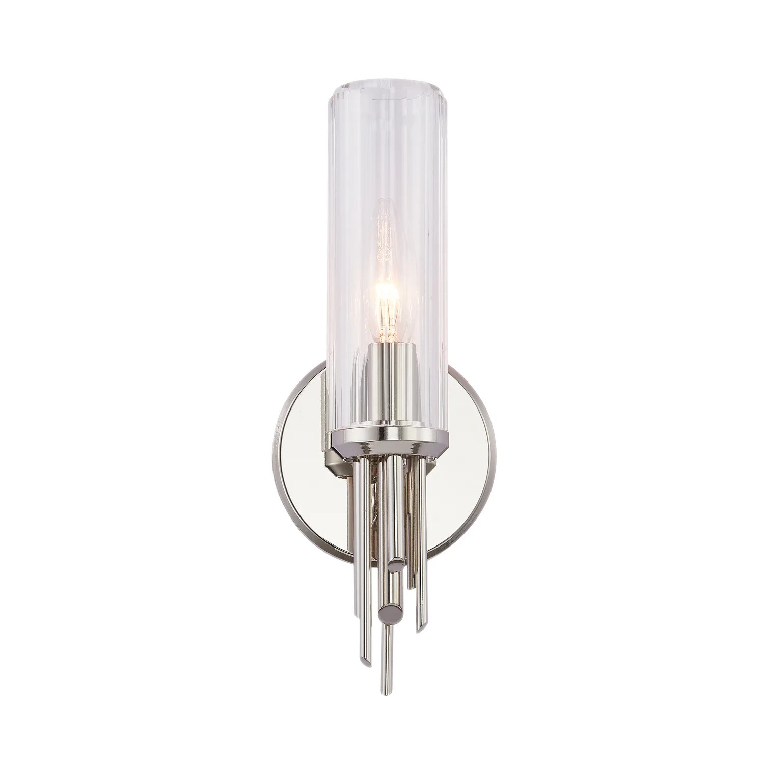 Torres One Light Vanity in Polished Nickel/Ribbed Glass