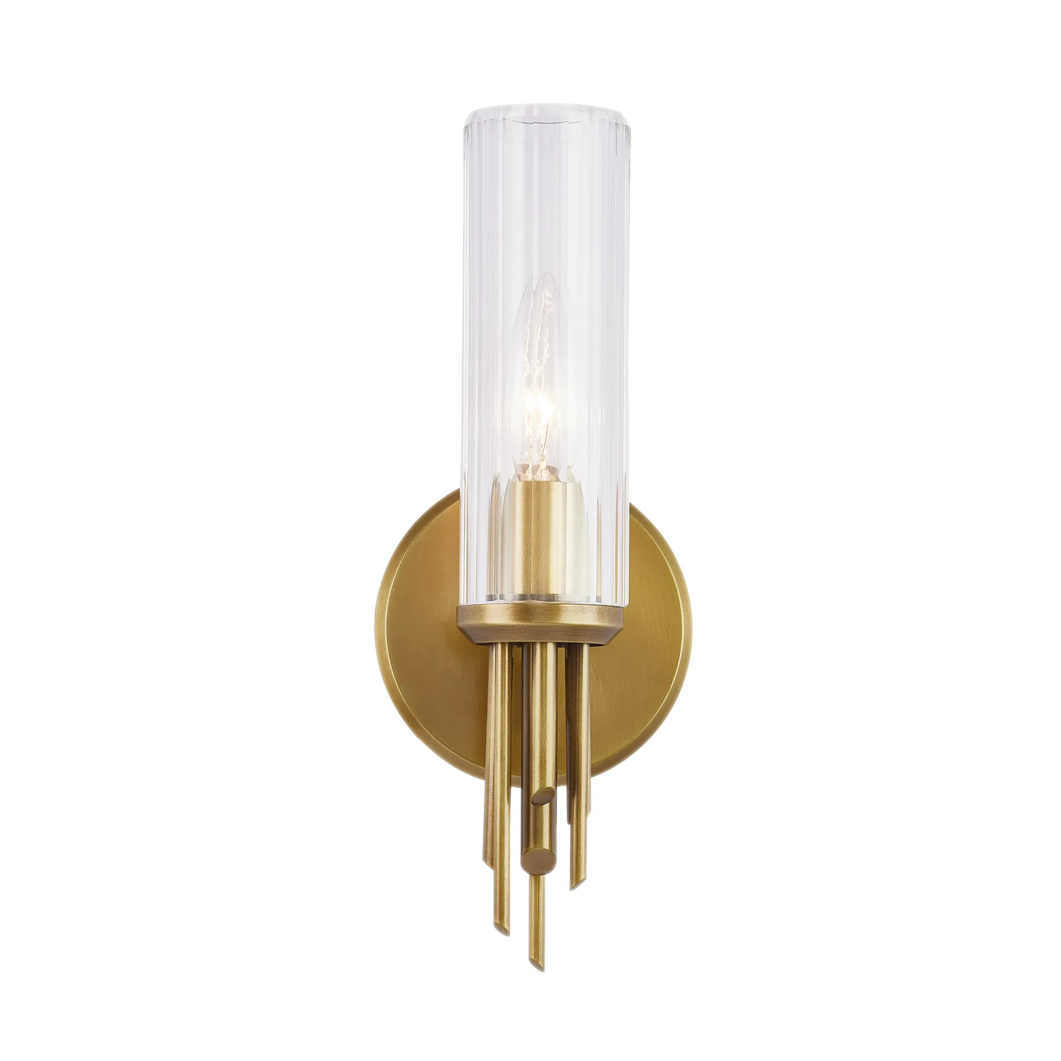 Torres One Light Vanity in Ribbed Glass/Vintage Brass