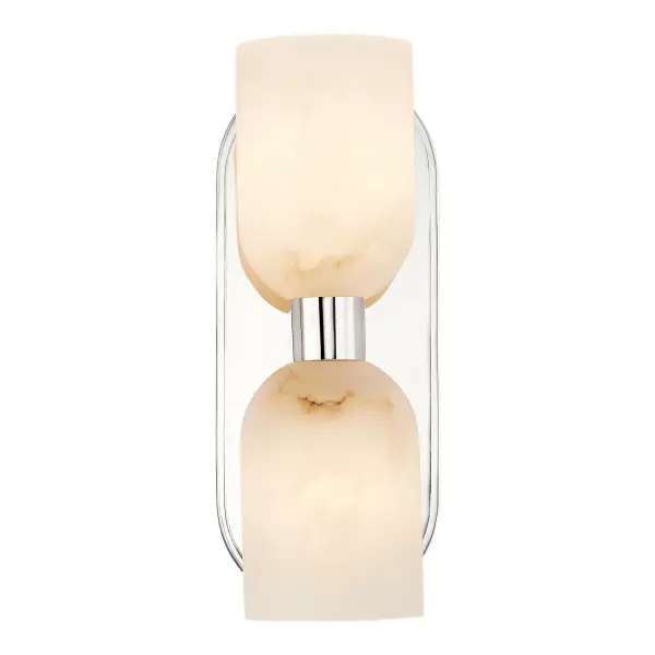 The Lucian collection is inspired by the classic shapes of antique lighting, made modern. Modern touches can be seen in the organically curved backplates and custom designed stems that create the stunning look of the Lucian. Completed with either clear glass or alabaster bowl shades, this collection defines classic elegance. Alabaster boasts distinct variations in both its veining and tone, a unique characteristic of a timeless natural material. No two pieces will look the exact same. Collection: Lucian Designer: Elisa Carlucci Sub-Brand: ALORA Finish: Polished Nickel/Alabaster Glass: Alabaster Shade Width: 3.63" Height: 11.50" Extension from Wall: 5.38" Canopy: W4.625" x H11.125" x E1" Number of Bulbs: 2 Maximum Wattage: 60.00 W Bulb Base: E12 Candelabra Voltage: 120.00 V Material: Steel + Alabaster Country of Origin: China Safety Listing: UL Safety Rating: Damp Manufacturer Warranty: 1 Year Spec Sheet Instructions