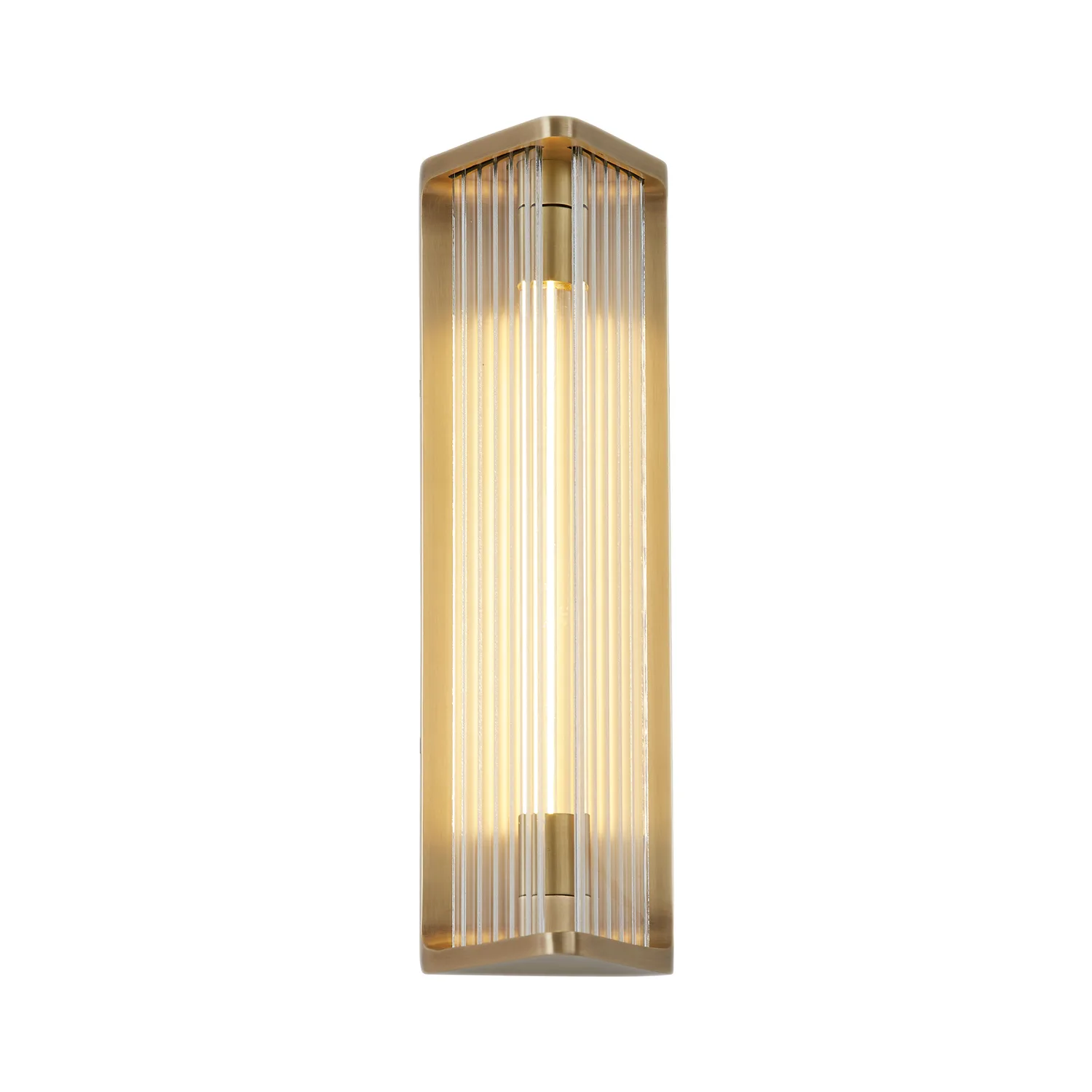 Sabre LED Vanity in Ribbed Glass/Vintage Brass