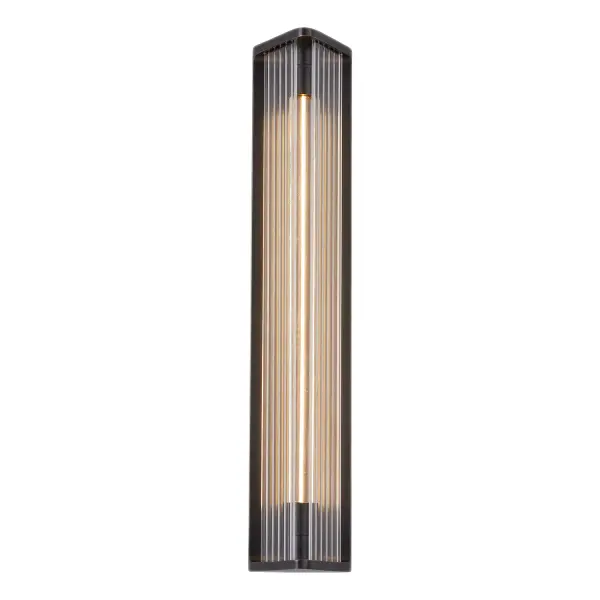 The Sabre collection is truly a modern, architectural piece. Forged metal compliments long tubes of our patented LED filament technology. We allow the lighting to be the star, designing simple elements to compliment the soft, modern glow of the lamp. Available in several configurations, the Sabre creates modern ambiance in any space. Collection: Sabre Designer: Elisa Carlucci Sub-Brand: ALORA Finish: Ribbed Glass/Urban Bronze Glass: Clear Glass Width: 4.38" Height: 22.38" Extension from Wall: 3.88" Maximum Wattage: 8.00 W Bulb Type: LED Light Source: LED Light Output: 640.00 lm Delivered Lumens: 374.00 lm Color Temperature: 2700 K CRI: 90 Rated Average Life: 50,000 Voltage: 120.00 V Material: Steel + Glass Country of Origin: China Safety Listing: ETL Safety Rating: Damp ADA Title 24 LED Manufacturer Warranty: 5 Years Spec Sheet Instructions
