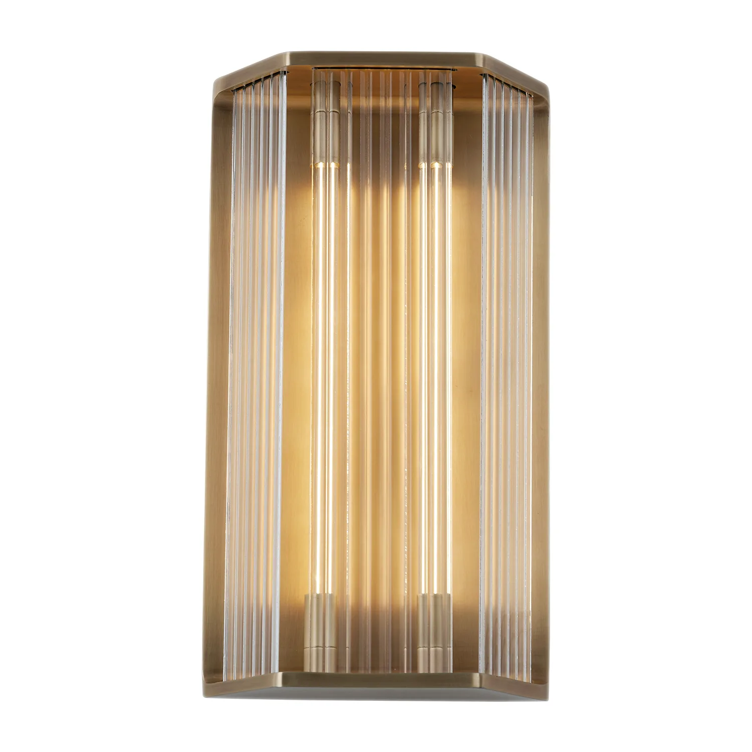Sabre LED Vanity in Ribbed Glass/Vintage Brass