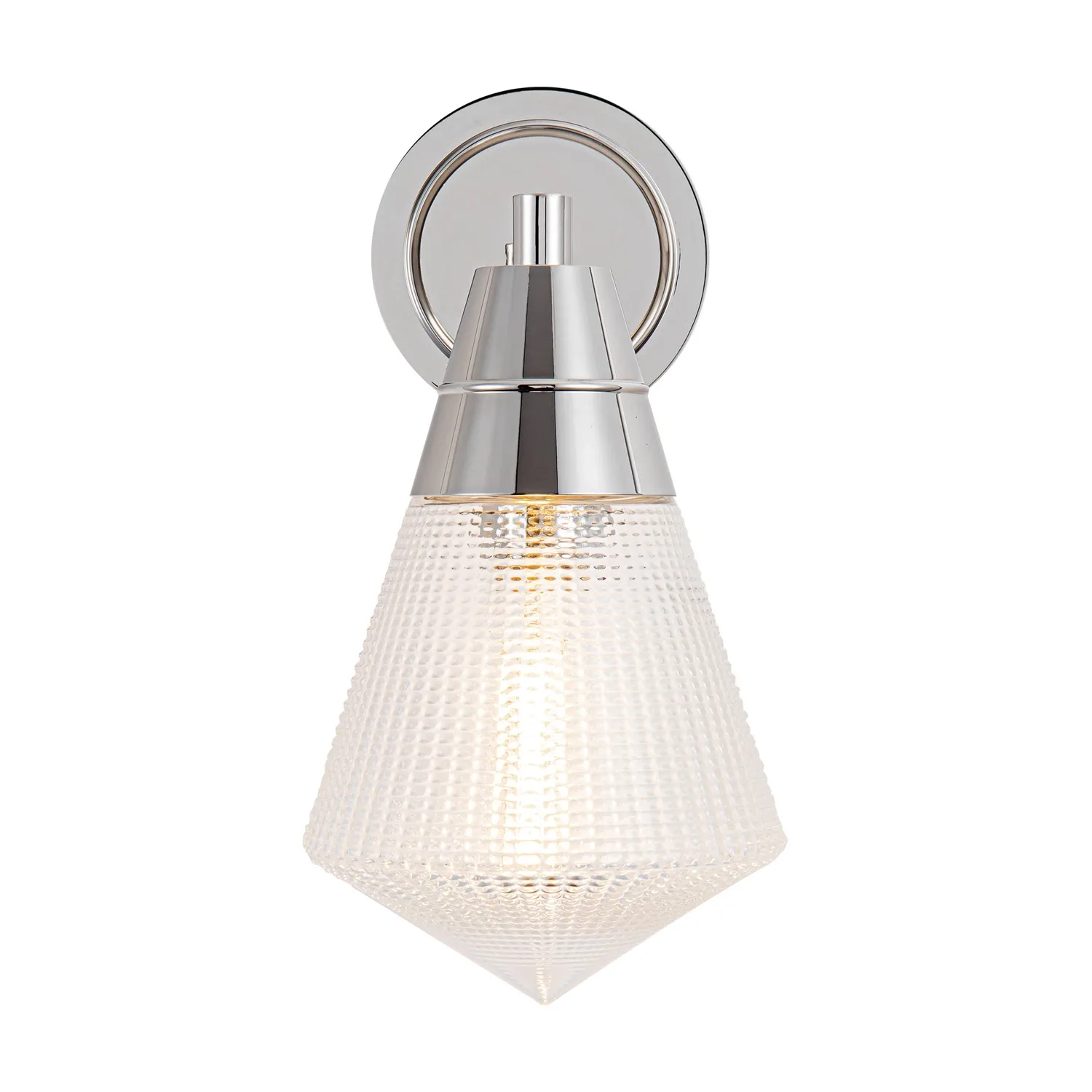 Willard One Light Wall Sconce in Polished Nickel/Prismatic Glass