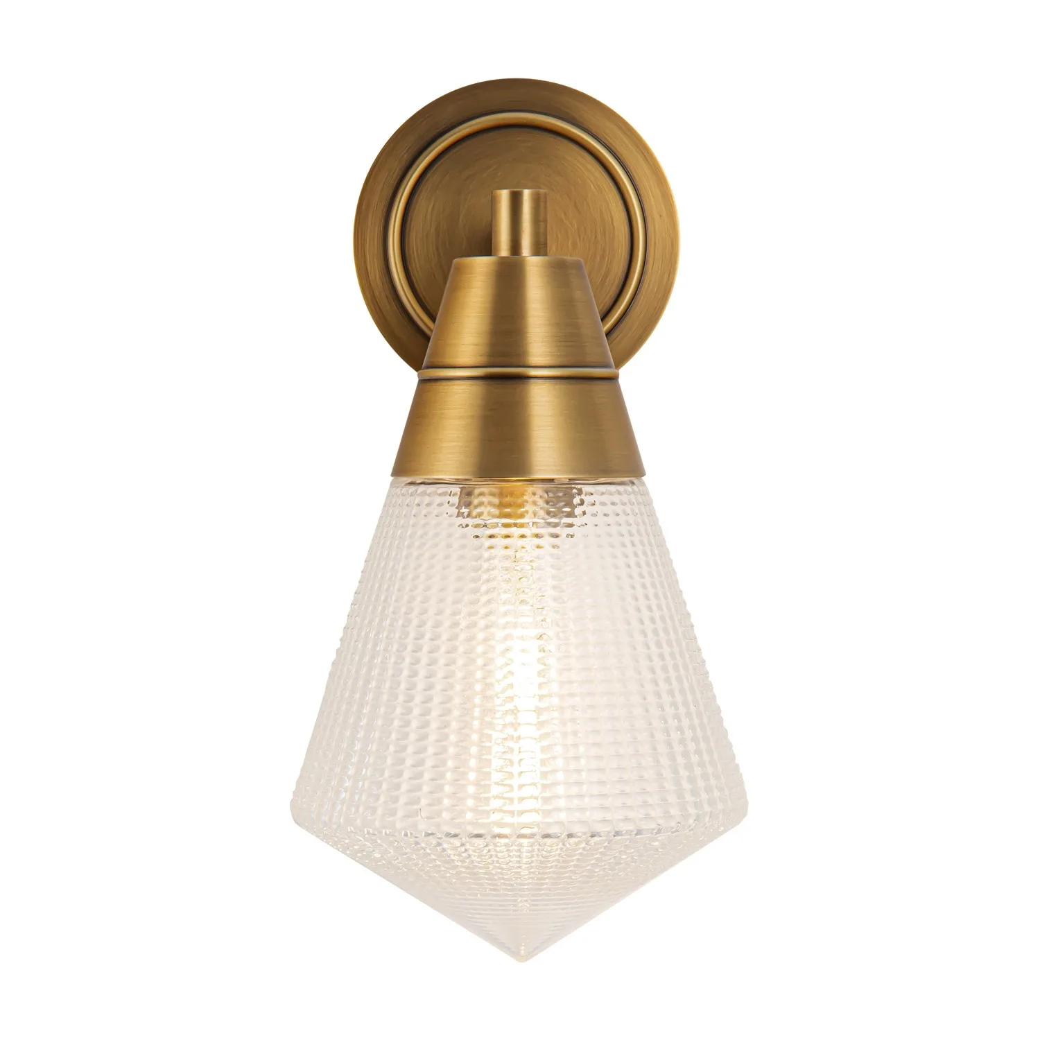 Willard One Light Wall Sconce in Vintage Brass/Prismatic Glass