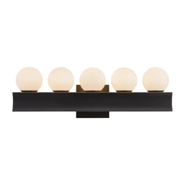 The Sinclair Collection brings Old Hollywood style to modern interiors with petite glass globe diffusers perched on bold, sculptural metal bodies. Each piece offers ultimate versatility, mounting up, down, horizontally, vertically, left, or right, allowing you to craft light as functional art. Integrated LED technology provides five selectable color temperatures from 2700K to 5000K, letting you create the perfect ambiance. Ideal for bathroom vanities, powder rooms, hallways, bedrooms, kitchens, and living rooms, Sinclair combines timeless glamour with modern adaptability. Collection: Sinclair Designer: Peyton Fox Finish: Urban Bronze Glass: Opal Glass Width: 21.00" Height: 7.00" Weight: 8.86 lb Extension from Wall: 4.50" Canopy: W4.75" x H4.75" x E0.625" Maximum Wattage: 25.00 W Light Source: LED Light Output: 1805.00 lm Delivered Lumens: 1706.00 lm Color Temperature: 2700 K CRI: 90 Rated Average Life: 50,000 Voltage: 120.00 V Material: Steel + Glass Country of Origin: China Safety Listing: ETL Safety Rating: Damp Title 24 LED Spec Sheet Instructions