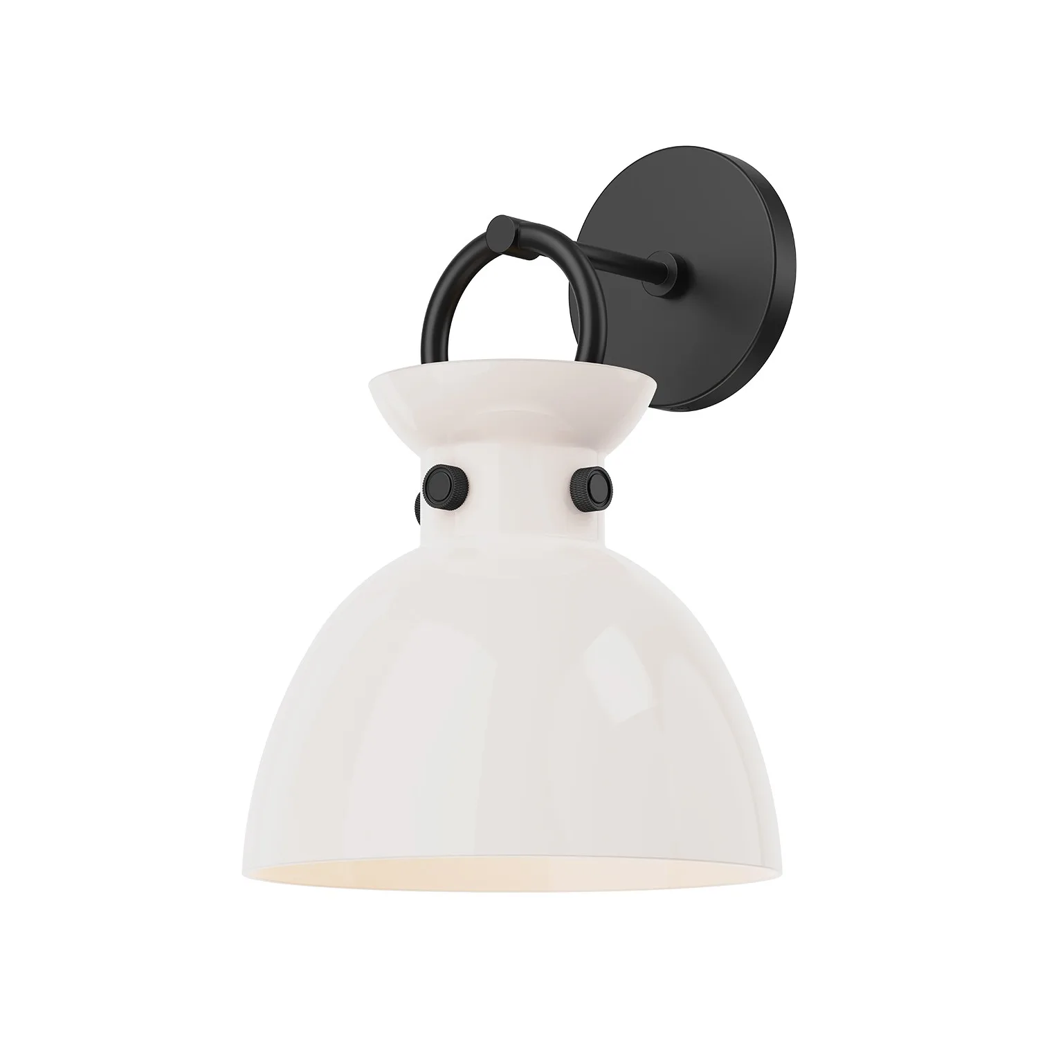 Waldo One Light Wall Sconce in Matte Black/Glossy Opal Glass