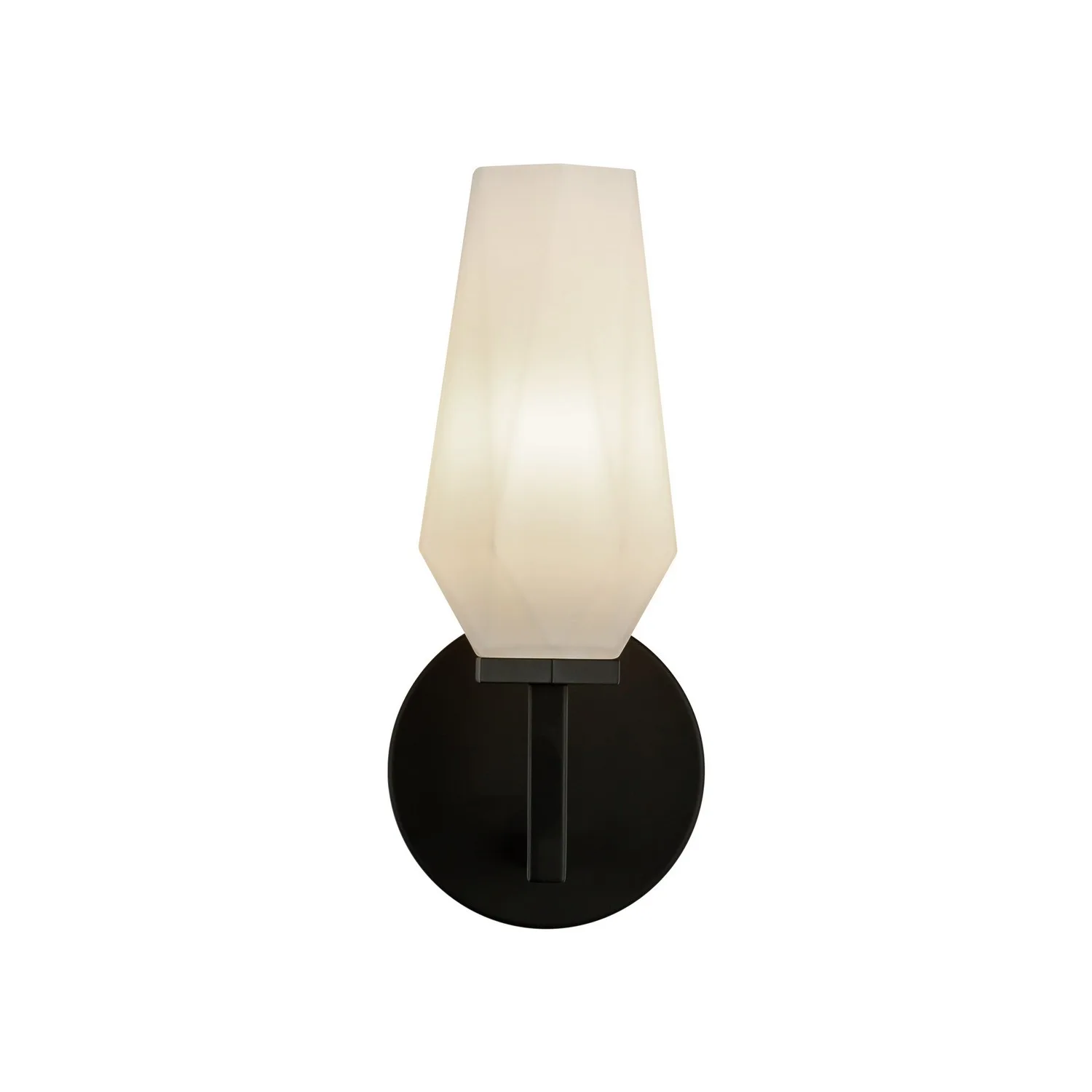 Krysta One Light Wall Vanity in Matte Black/Opal Glass