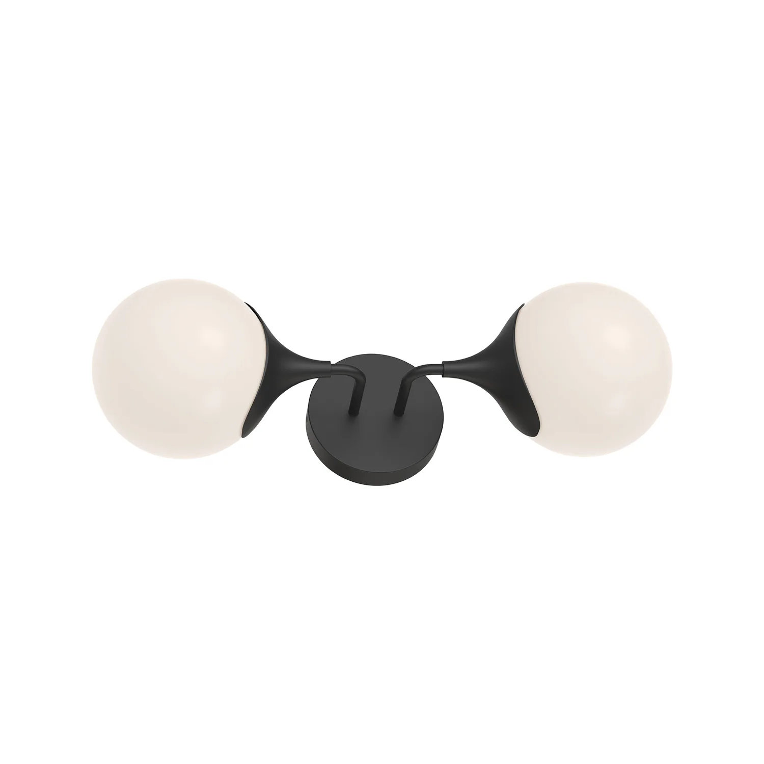 Nouveau Two Light Vanity in Matte Black/Opal Matte Glass