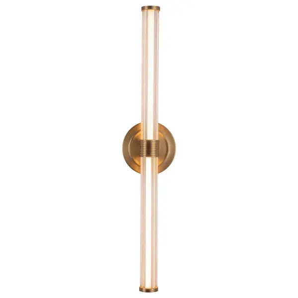The Elsie lighting collection is all about sleek simplicity and refined elegance. It has a streamlined bar design with a clear ribbed outer shade. The ribbed metal detailing adds a touch of jewelry-like glamour, making the lighting shine brightly with a hint of sophistication. It's perfect for any modern space! Collection: Elsie Designer: Kuzco Studio Finish: Brushed Gold Glass: Clear Ribbed Glass Width: 1.75" Height: 24.13" Extension from Wall: 2.88" Canopy: D4.75" x E1.25" Maximum Wattage: 13.00 W Bulb Type: LED Light Source: LED Light Output: 1060.00 lm Delivered Lumens: 966.00 lm Color Temperature: 3000 K CRI: 90 Rated Average Life: 50,000 Voltage: 120.00 V Material: Aluminum + Steel + Glass Country of Origin: China Safety Listing: ETL Safety Rating: Damp ADA Title 24 LED Spec Sheet Instructions