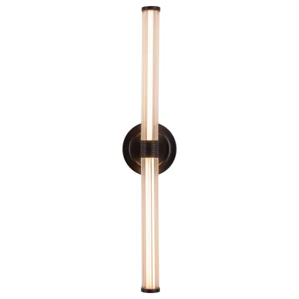 The Elsie lighting collection is all about sleek simplicity and refined elegance. It has a streamlined bar design with a clear ribbed outer shade. The ribbed metal detailing adds a touch of jewelry-like glamour, making the lighting shine brightly with a hint of sophistication. It's perfect for any modern space! Collection: Elsie Designer: Kuzco Studio Finish: Matte Black Glass: Clear Ribbed Glass Width: 1.75" Height: 24.13" Extension from Wall: 2.88" Canopy: D4.75" x E1.25" Maximum Wattage: 13.00 W Bulb Type: LED Light Source: LED Light Output: 1060.00 lm Delivered Lumens: 883.00 lm Color Temperature: 3000 K CRI: 90 Rated Average Life: 50,000 Voltage: 120.00 V Material: Aluminum + Steel + Glass Country of Origin: China Safety Listing: ETL Safety Rating: Damp ADA Title 24 LED Spec Sheet Instructions