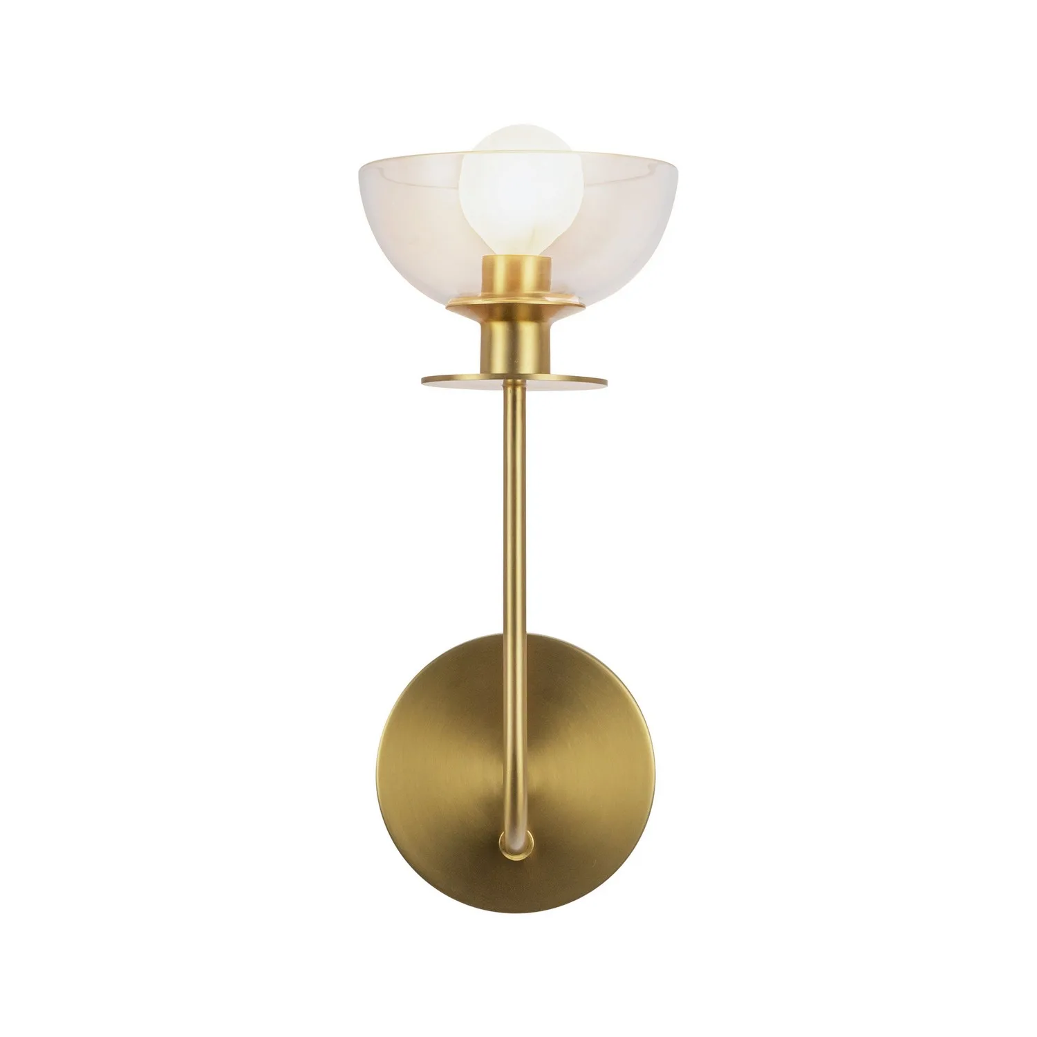 Sylvia One Light Wall Vanity in Brushed Gold/Clear Glass