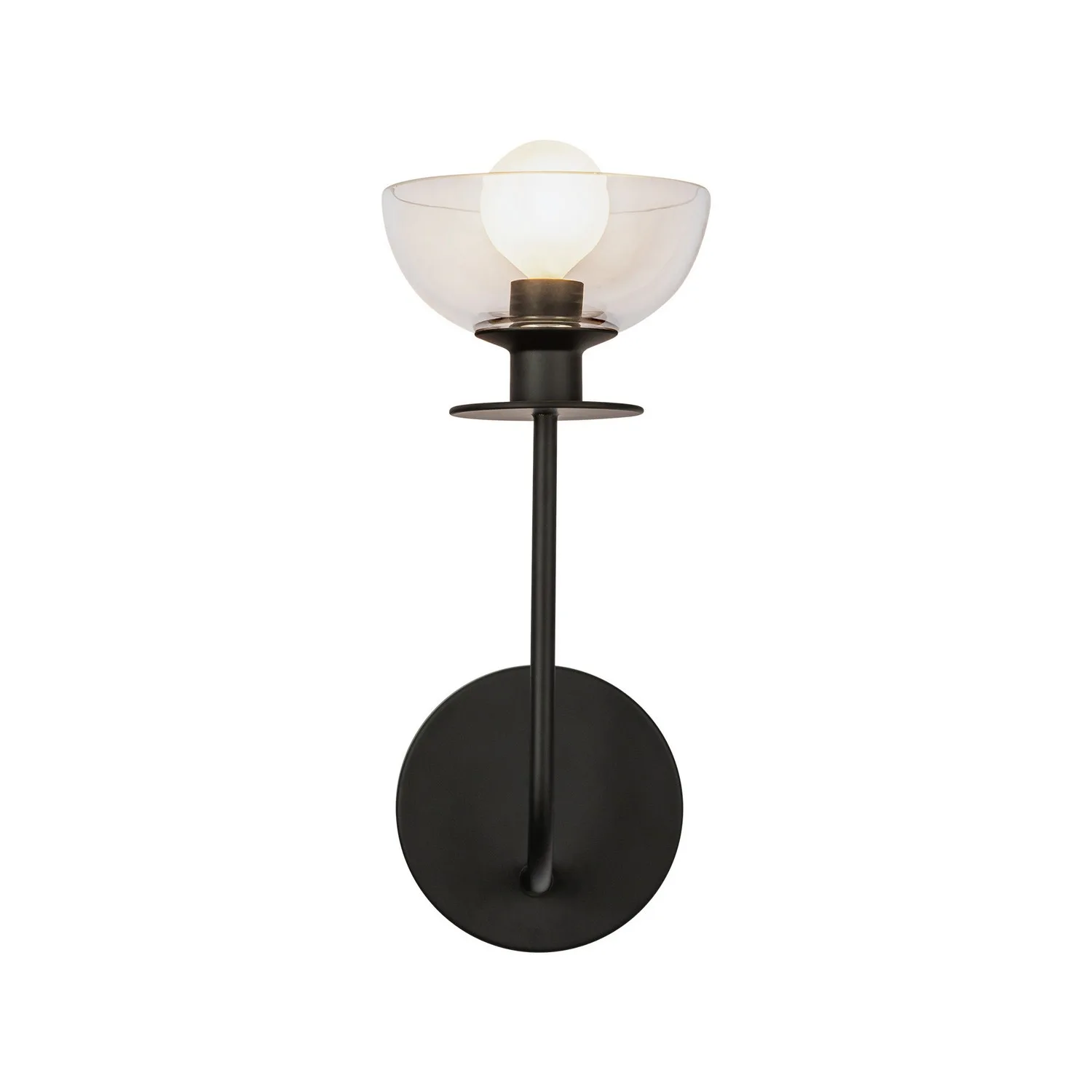 Sylvia One Light Wall Vanity in Matte Black/Clear Glass