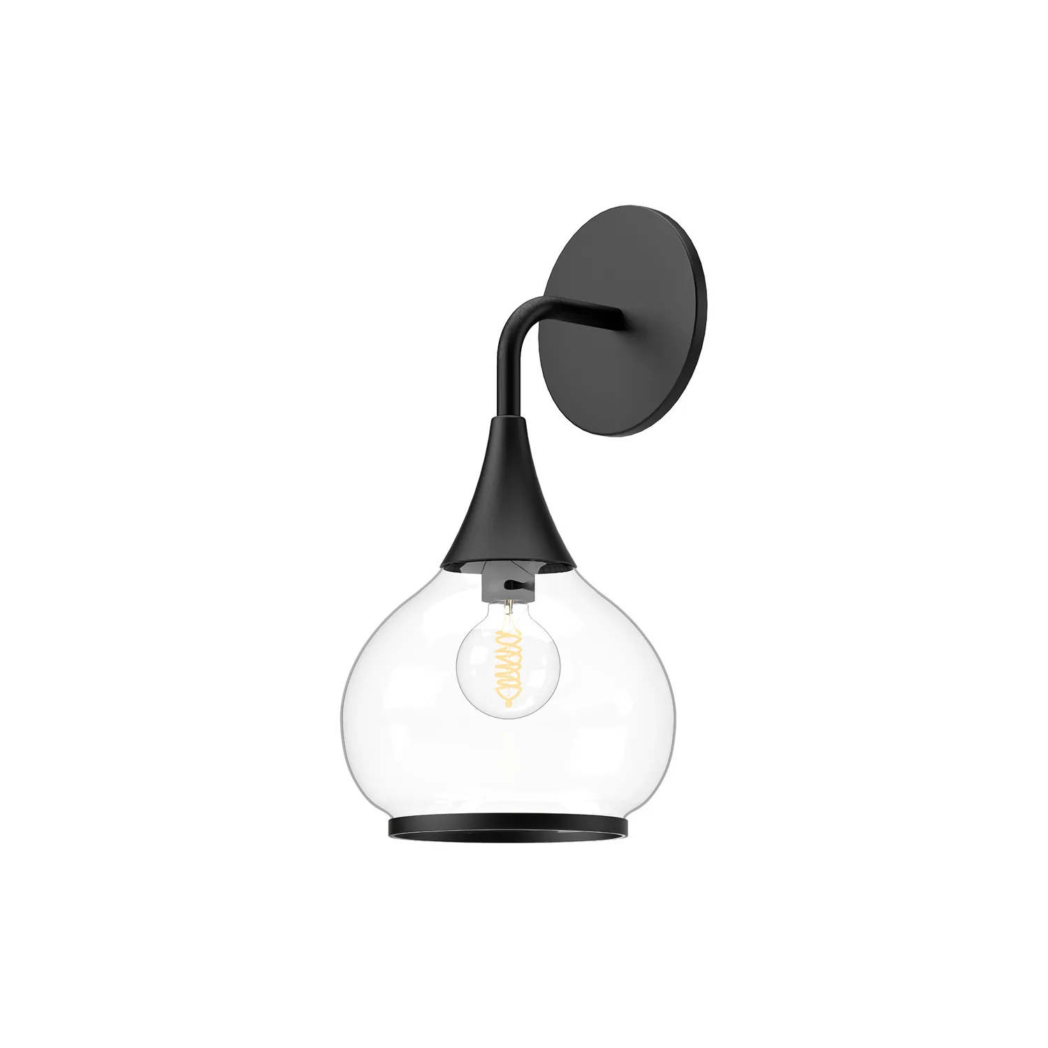 Hazel One Light Vanity in Clear Glass/Matte Black