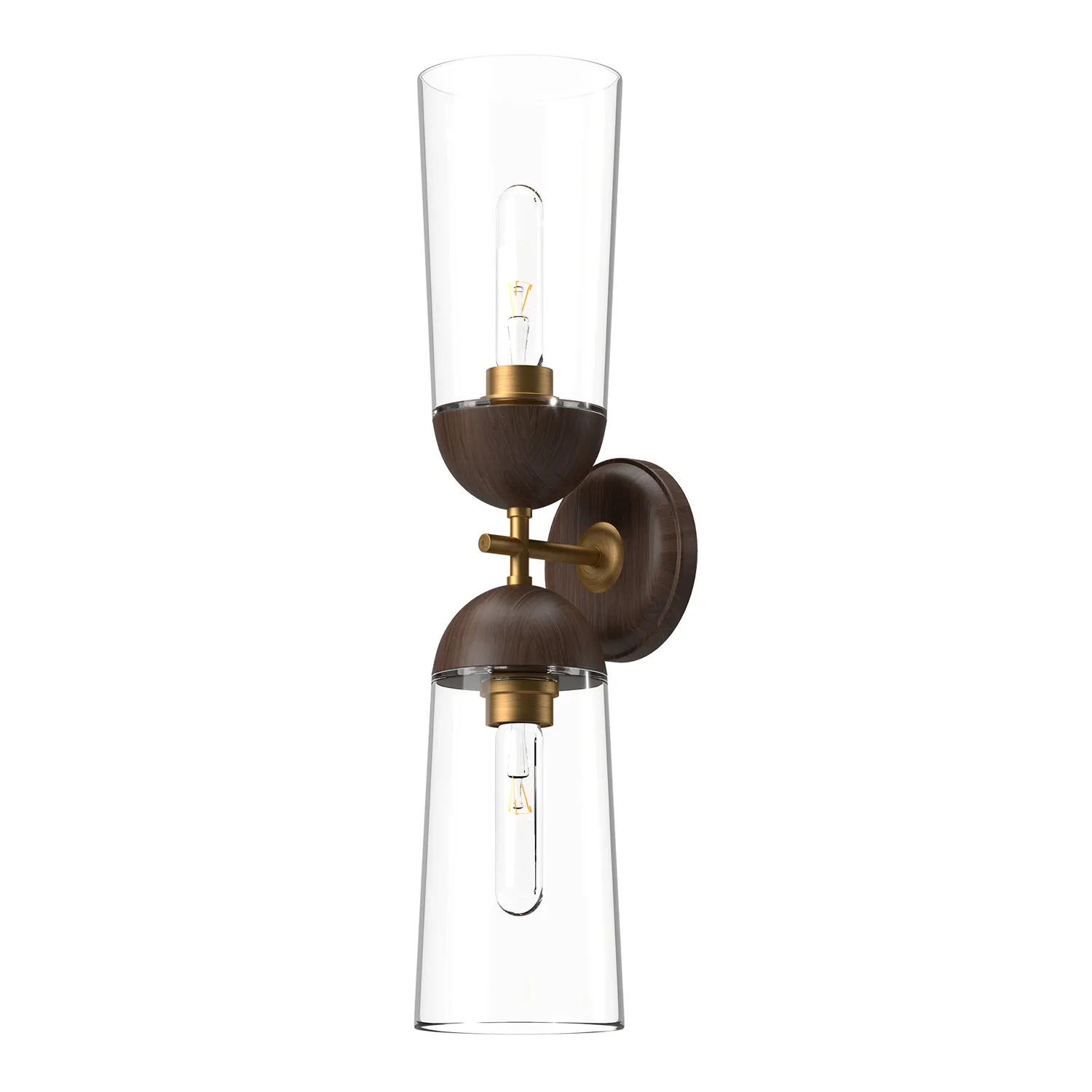 Emil Two Light Vanity in Aged Gold/Walnut