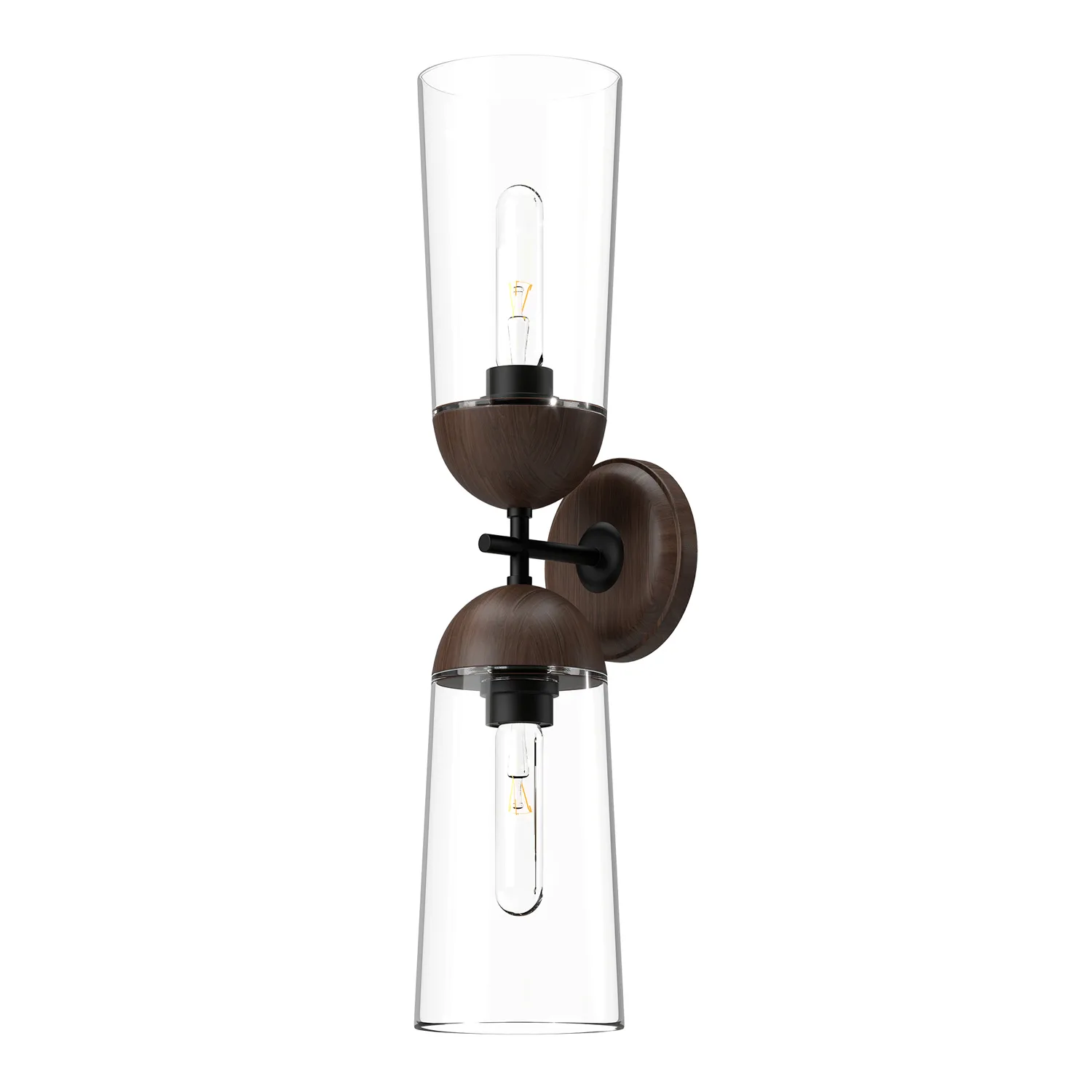 Emil Two Light Vanity in Matte Black/Walnut