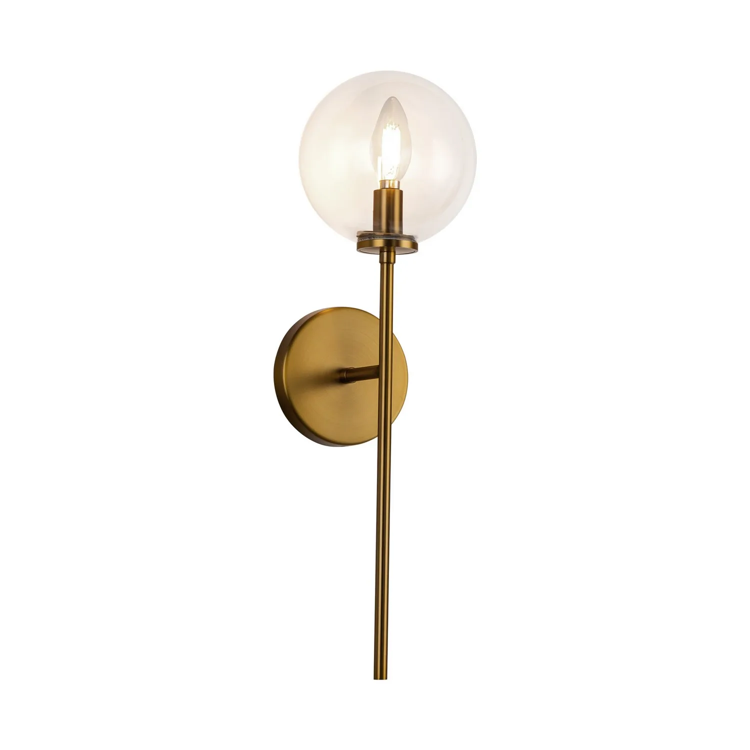 Cassia One Light Wall Vanity in Aged Gold/Clear Glass