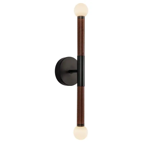 Add distinctive character to your space with the Arden lighting collection. Featuring ribbed details for added texture, Arden offers versatility with a decorative half shade or exposed opal glass globe for a minimalist mood. The black finish, accented by walnut wood veneer, brings a rustic or industrial charm to the design. Collection: Arden Designer: Haejung Ro Finish: Matte Black/Opal Glass Glass: Matte Opal Glass Width: 2.38" Height: 22.50" Extension from Wall: 5.25" Canopy: D4.75" x E1.25" Maximum Wattage: 11.00 W Bulb Type: LED Light Source: LED Light Output: 1260.00 lm Delivered Lumens: 826.00 lm Color Temperature: 3000 K CRI: 90 Rated Average Life: 50,000 Voltage: 120.00 V Material: Aluminum + Glass Country of Origin: China Safety Listing: ETL Safety Rating: Damp Title 24 LED Spec Sheet Instructions