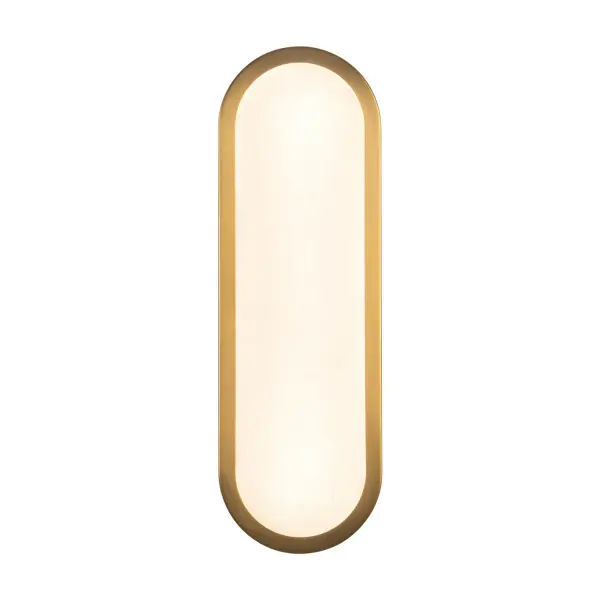 The Evelyn Pill-Shaped Wall Sconce offers sleek, organic lighting with a natural alabaster diffuser that ensures no two pieces are exactly alike. Integrated LED features a 5-color temperature selectable switch from 2700K to 5000K, giving you complete control over ambiance. Ideal for hallways, bedrooms, or accent walls, the curved pill shape delivers soft, elegant illumination while adding sculptural interest. Perfect for modern, transitional, or contemporary interiors, the Evelyn Sconce balances functional lighting with sophisticated, impactful design. Collection: Evelyn Finish: Brushed Gold/Alabaster Glass: Alabaster Width: 5.25" Height: 16.00" Weight: 5.29 lb Extension from Wall: 1.50" Maximum Wattage: 13.00 W Bulb Type: Module Bulb Base: AC Light Source: LED Light Output: 1020.00 lm Delivered Lumens: 612.00 lm Color Temperature: 2700 K CRI: 90 Rated Average Life: 50,000 Voltage: 120.00 V Material: Steel + Alabaster Country of Origin: China Safety Listing: ETL Safety Rating: Damp ADA Title 24 LED Spec Sheet Instructions