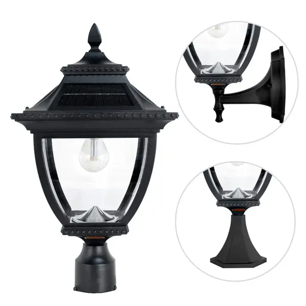 The Pagoda Bulb Solar Lamp combines East Asian architectural elegance with modern solar technology. Featuring 80% more charging power from upgraded trapezoid solar panels and a durable powder-coated finish, this eco-friendly fixture offers automatic LED illumination without electricity costs. - alternate view