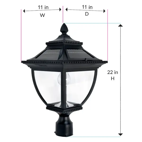 Pagoda Bulb Solar Lamp - Wall/Pier/3" Fitter Mount - Image 11