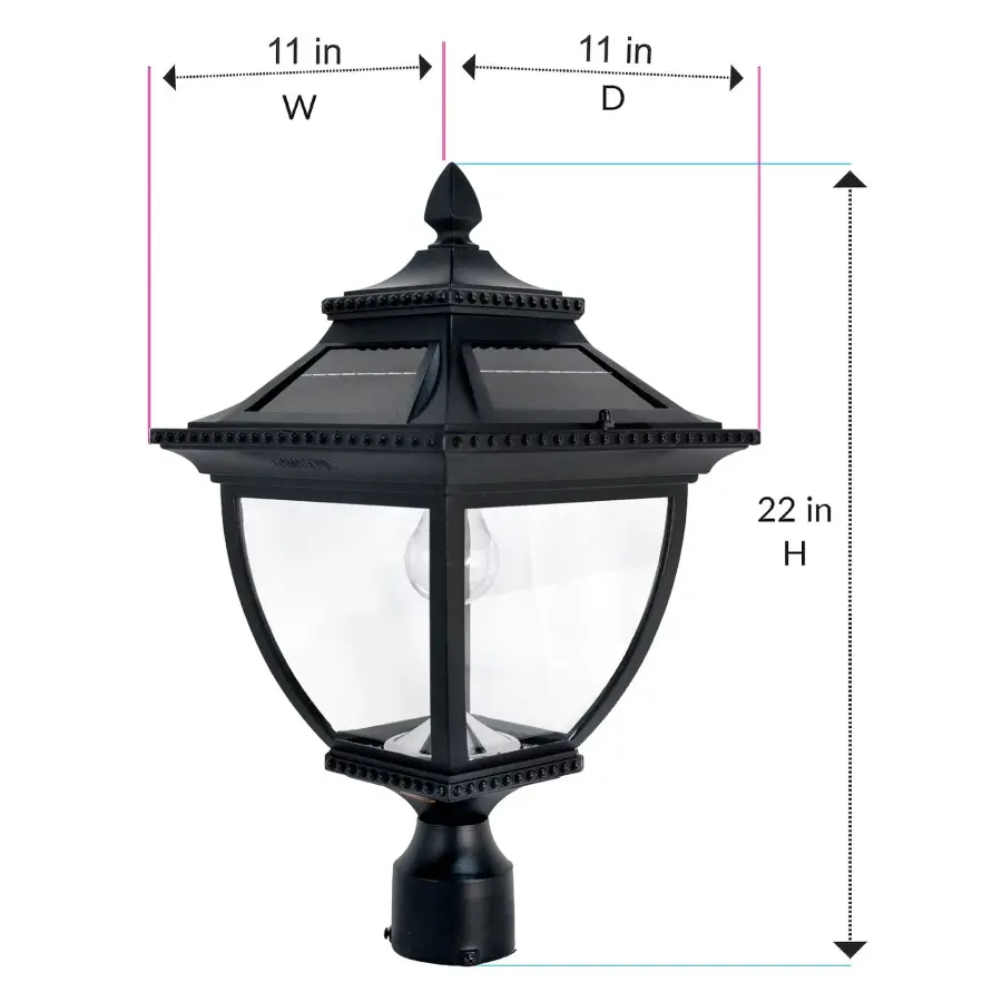 Pagoda Bulb Solar Lamp - Wall/Pier/3" Fitter Mount - Image 11