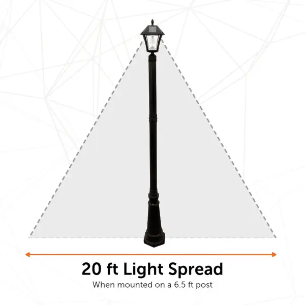 The Baytown II combines traditional lantern aesthetics with modern solar technology. Features three mounting options and 360-degree illumination with 130 lumens of warm white light for up to 12 hours. No wiring required. - alternate view