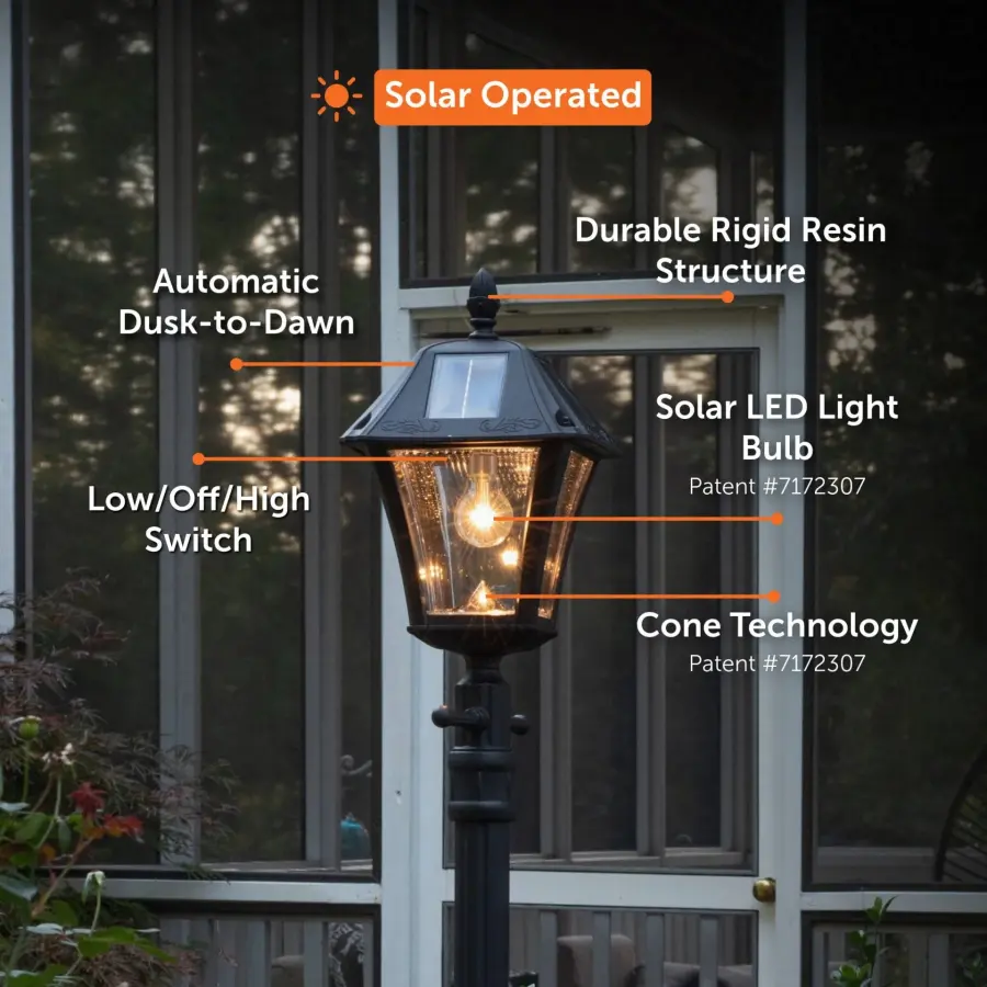 Baytown II Bulb Solar Lamp Post with EZ-Anchor Base - Image 3