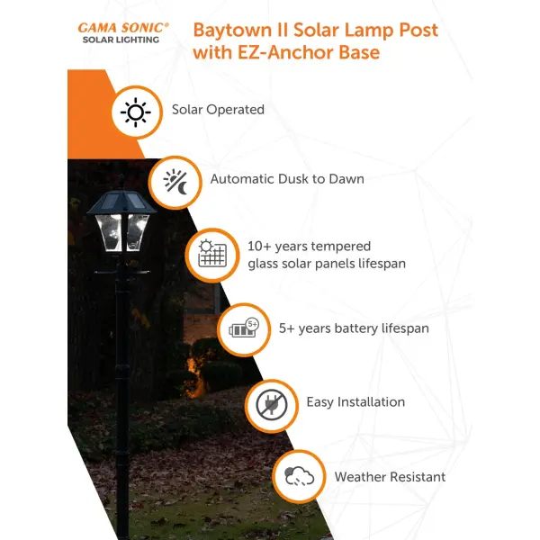 Baytown II Solar Lamp Post with EZ-Anchor Base - Image 4