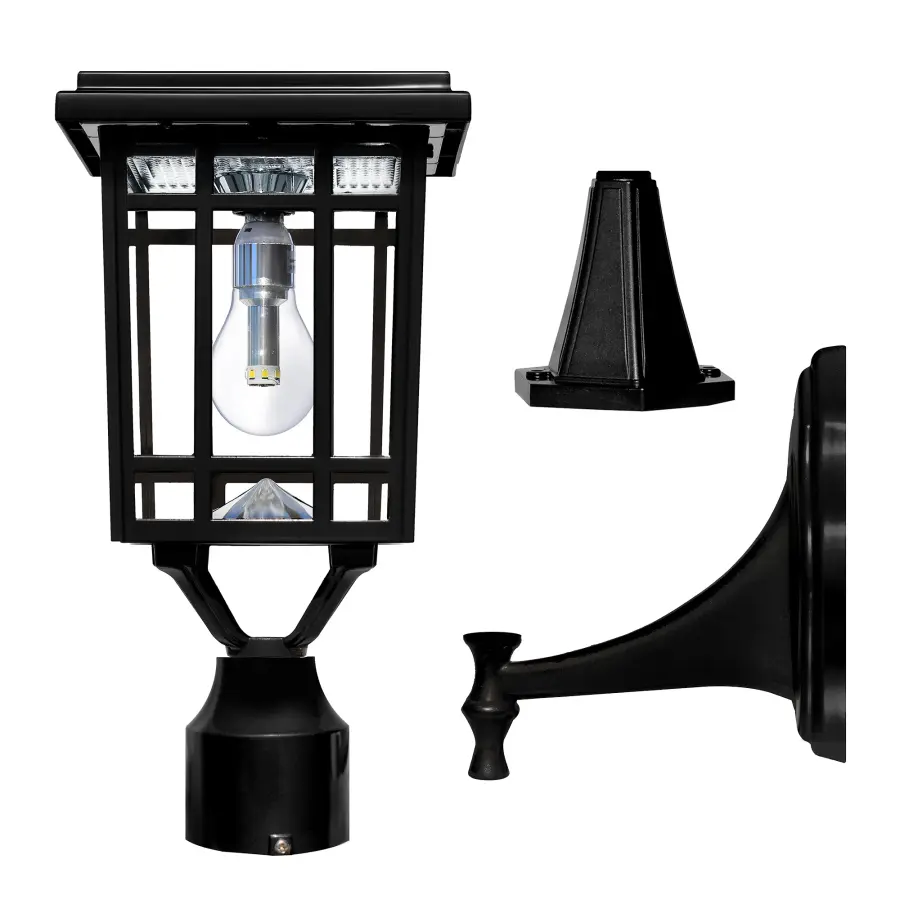 Prairie Bulb Solar Post Light with GS LED Bulb