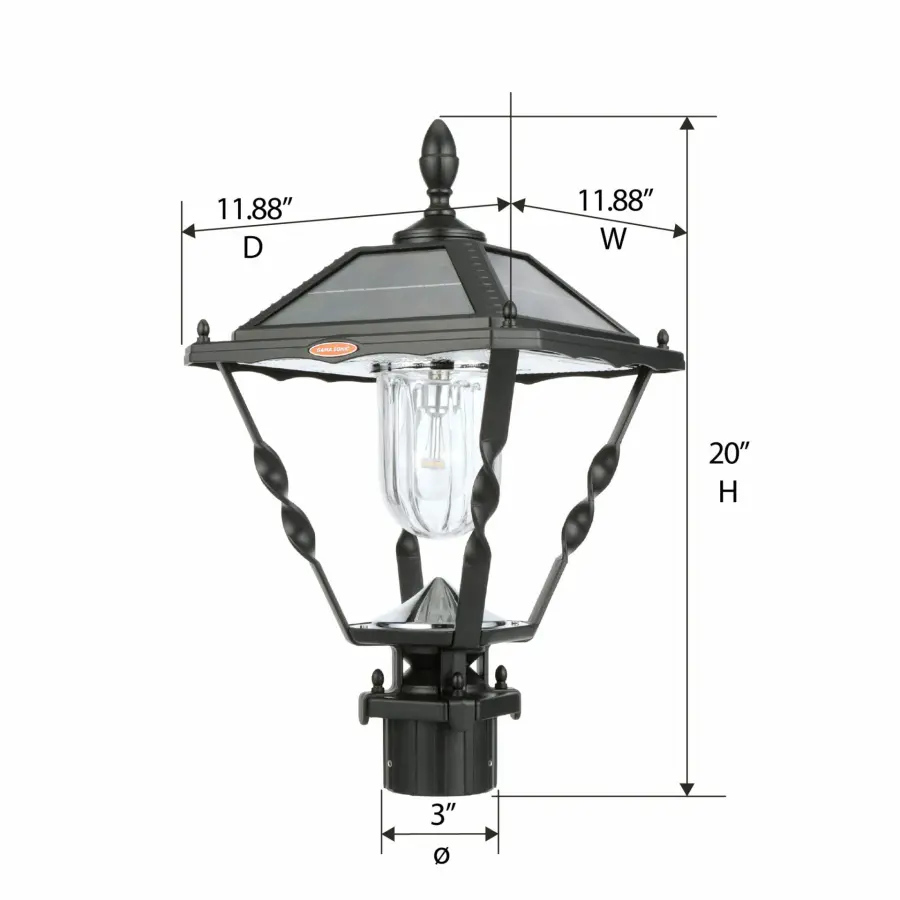 Spiral Frame Solar Post Light with 3" Fitter Mount - Image 10