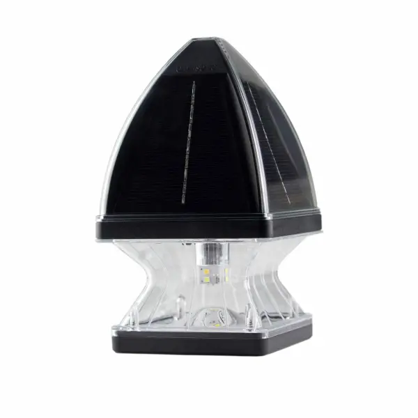 The Gothic Solar Post Cap Light combines traditional styling with modern solar technology. Features dual color temperature settings, automatic dusk-to-dawn operation, and impressive 37-hour runtime in low mode. Perfect for fence posts, decks, and patios. - alternate view