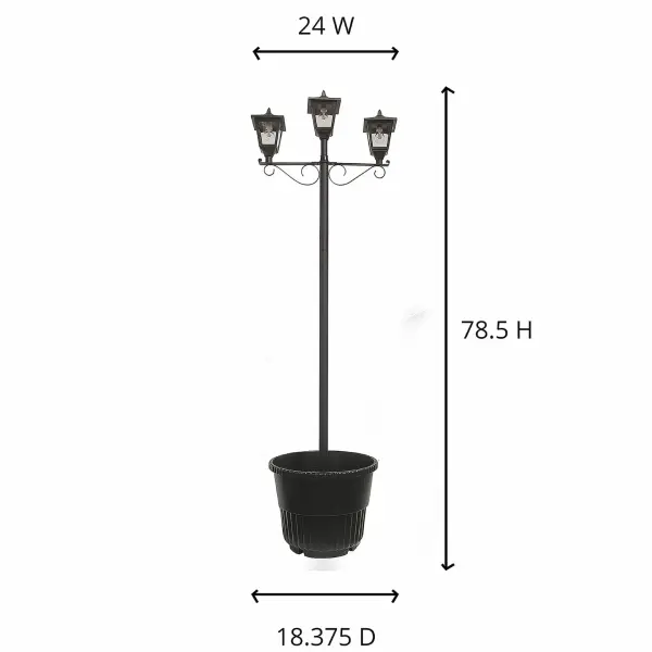 Triple Head Solar Lamp Post with Round Planter - Image 8