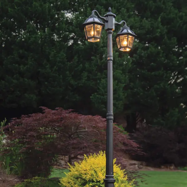 The Polaris combines modern industrial design with solar efficiency, featuring dual LED heads that provide 260 lumens of warm light for up to 12 hours. UV-resistant resin and aluminum construction make it ideal for coastal environments. - alternate view