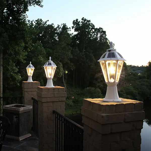 The Polaris Solar Light combines elegant traditional design with modern solar technology. Features three mounting options (wall, pier, post) and delivers up to 12 hours of warm illumination with zero energy costs. - alternate view