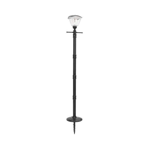 The Haven Solar Lamp Post combines classic lantern styling with modern solar efficiency. Standing 73 inches tall, it delivers warm white illumination for up to two nights per charge with no wiring required.