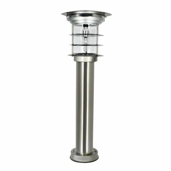 This 24.25-inch stainless steel bollard light offers 360-degree illumination with 100 lumens of warm white light. Solar-powered with EZ Anchor installation, it requires no wiring or digging, making it ideal for both residential and commercial applications.