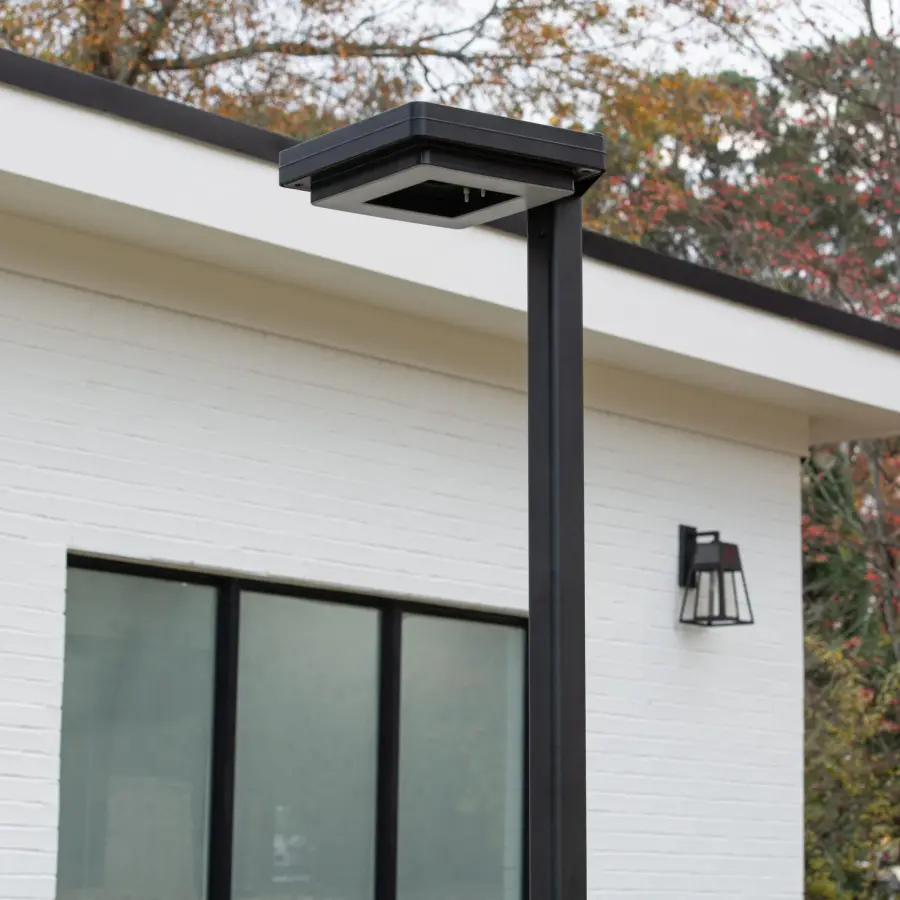 Contemporary Square Solar Post Light with Timer - Image 2