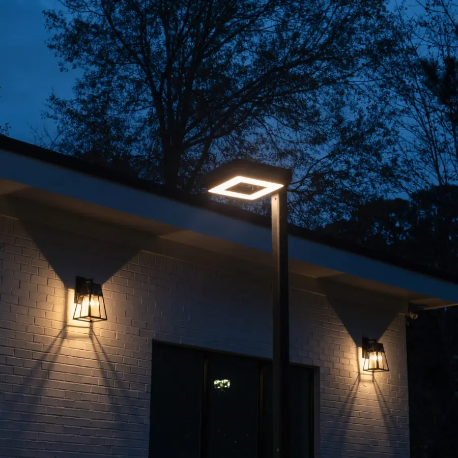 Contemporary Square Solar Post Light with Timer - Image 3