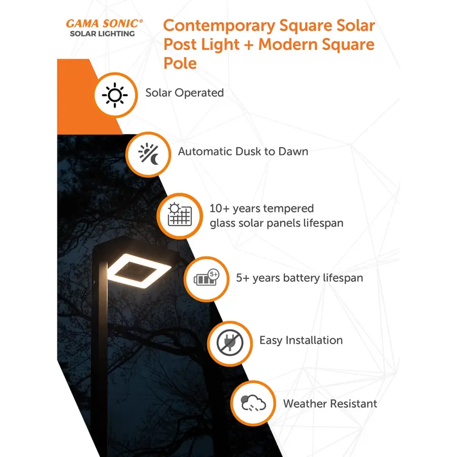 Contemporary Square Solar Post Light with Timer - Image 5